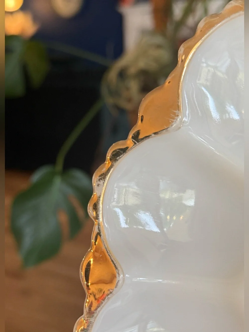 VTG Anchor Hocking White and Gold Egg Platter